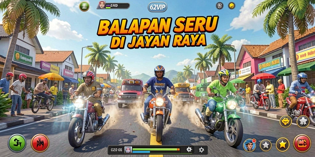 Gameplay balapan seru dan menegangkan di 62VIP.