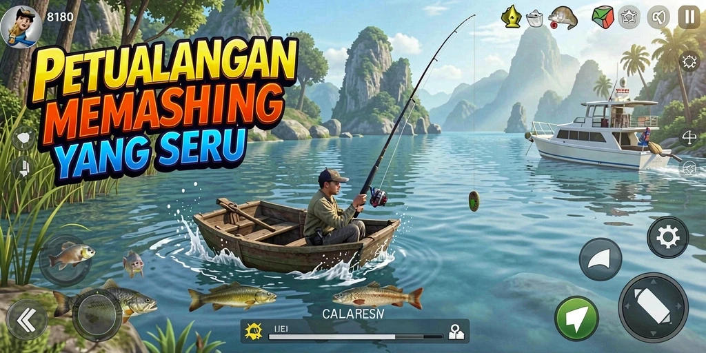 Tampilkan pemandangan indah saat memancing di 8180.