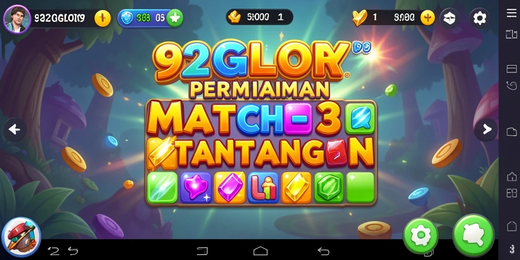 Tangkapan layar gameplay Match-3 yang menampilkan kombinasi warna-warni.