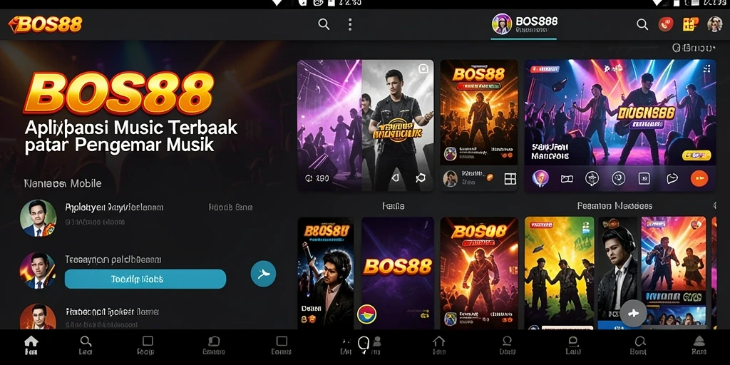 Screenshot BOS88 menampilkan pengguna menikmati musik dan fitur karaoke.