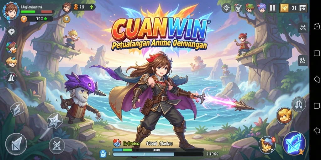 Tampilan gameplay CUANWIN yang memukau dengan karakter anime ikonik.