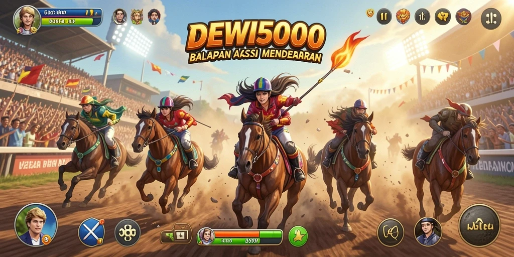 Gameplay seru DEWI5000 dengan balapan mendebarkan di lintasan.