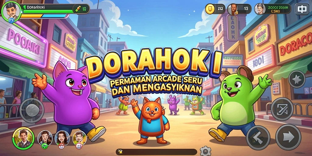 Tangkapan layar permainan DORAHOKI yang menyenangkan dan penuh aksi.