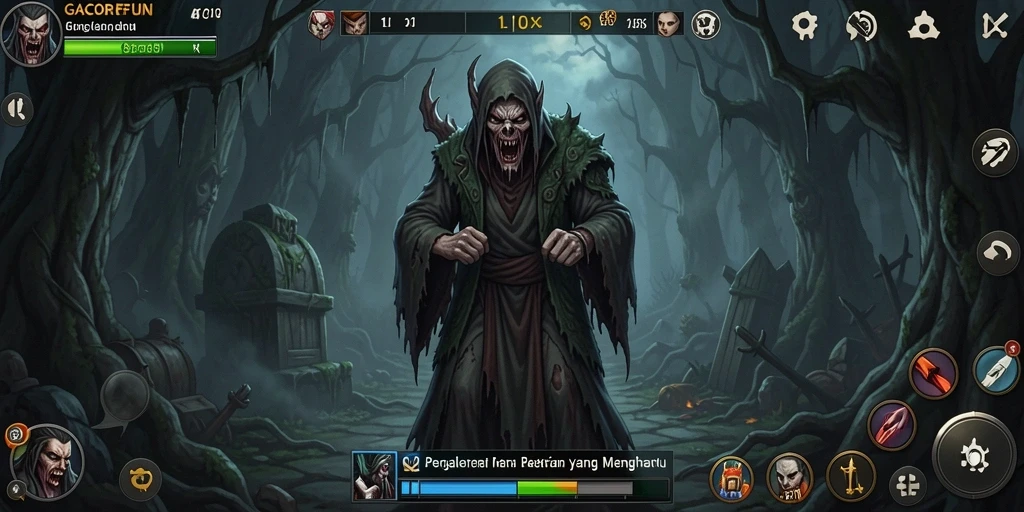Tampilan gameplay GACORFUN yang menegangkan dan menyeramkan.