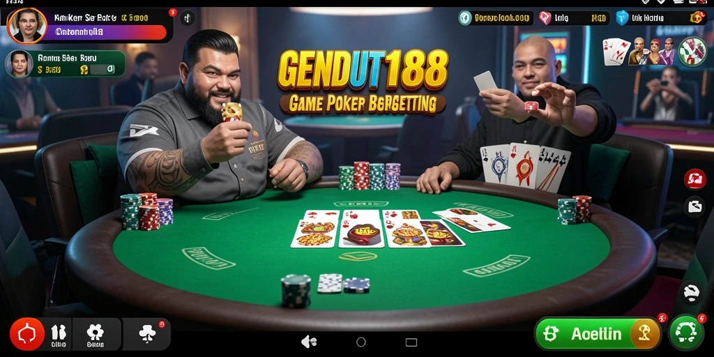 Tampilan gameplay poker yang menegangkan di GENDUT188.