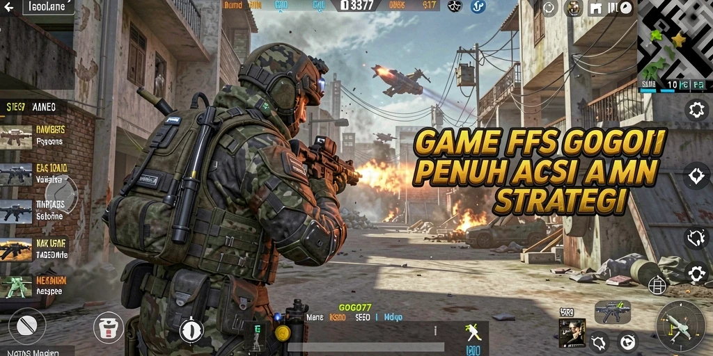 Tangkapan layar utama GOGO77 menampilkan adegan pertempuran FPS yang mendebarkan.