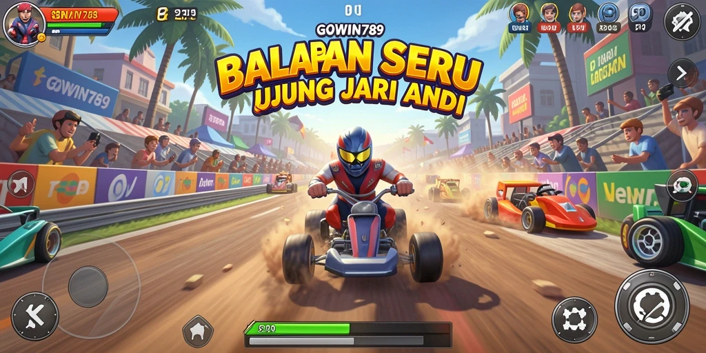 Screenshot menampilkan aksi balapan mendebarkan di GOWIN789.