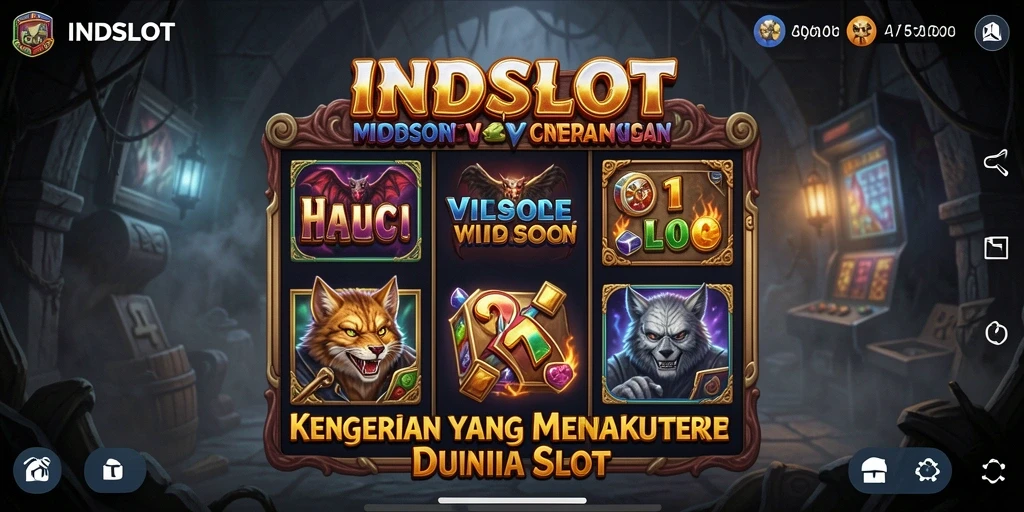 Screenshot gameplay INDSLOT menampilkan suasana mencekam dengan elemen horor yang mendalam.
