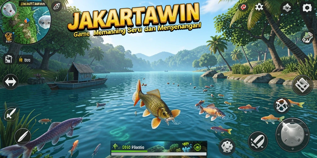 Tampilan gameplay <strong>JAKARTAWIN</strong> yang menarik saat memancing ikan.