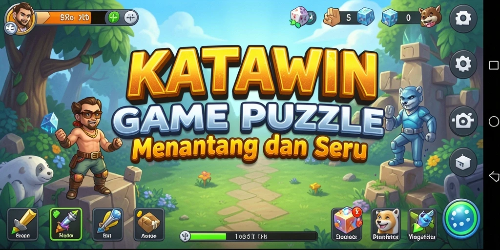 Screenshot utama KATAWIN menampilkan gameplay Puzzle yang menantang.