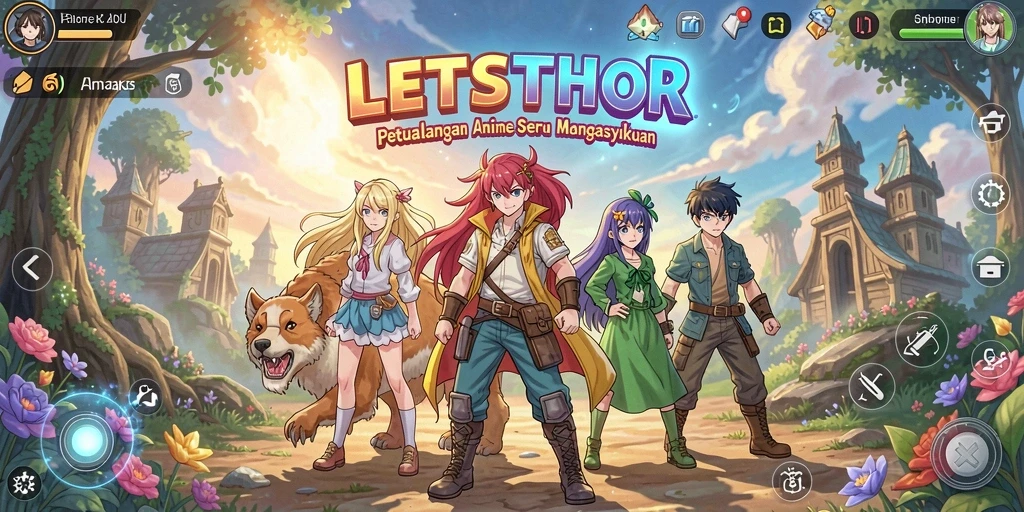 Tampilan gameplay LETSTHOR yang seru dan penuh warna.