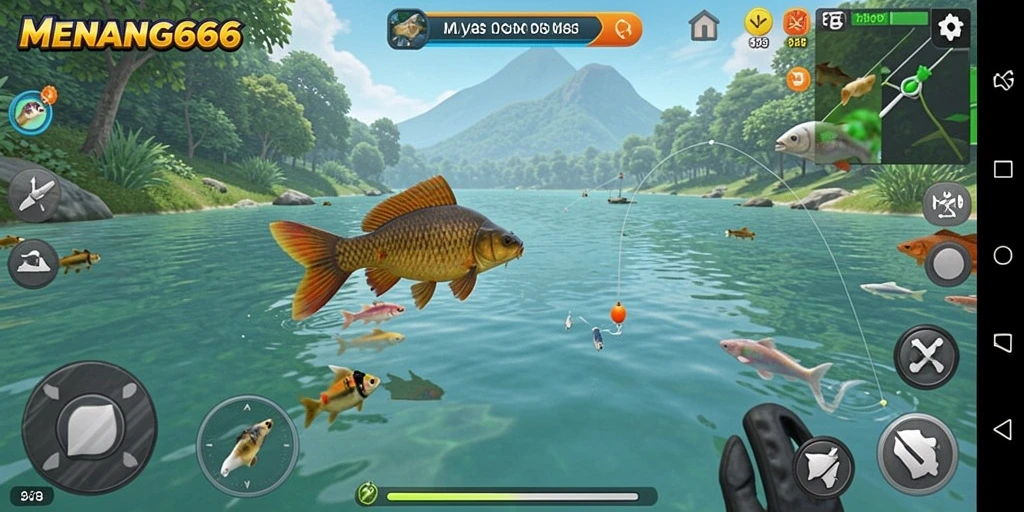 Screenshot MENANG666 menampilkan gameplay memancing yang seru dan realistis.