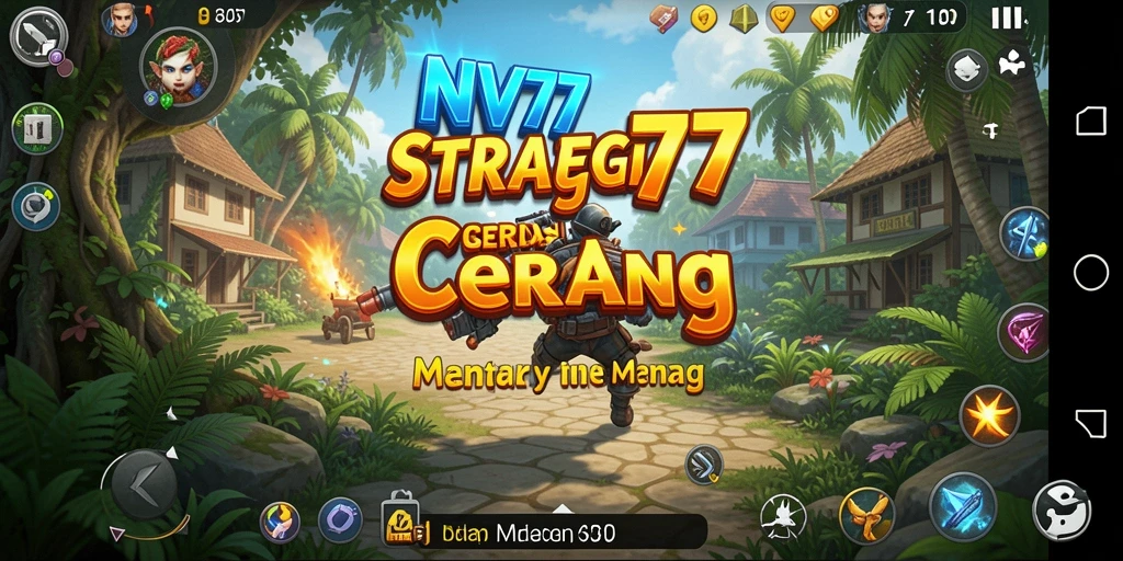 Screenshot utama NV77 menampilkan strategi pertempuran yang mendebarkan.