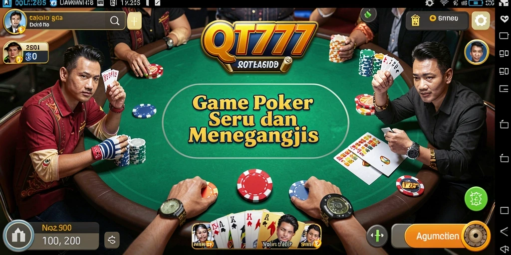 Tampilan seru dari permainan Poker di QT777.