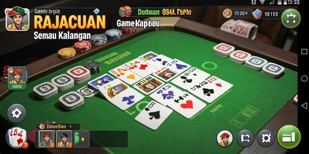 Tampilan gameplay seru dari RAJACUAN dengan berbagai mode Gaple.