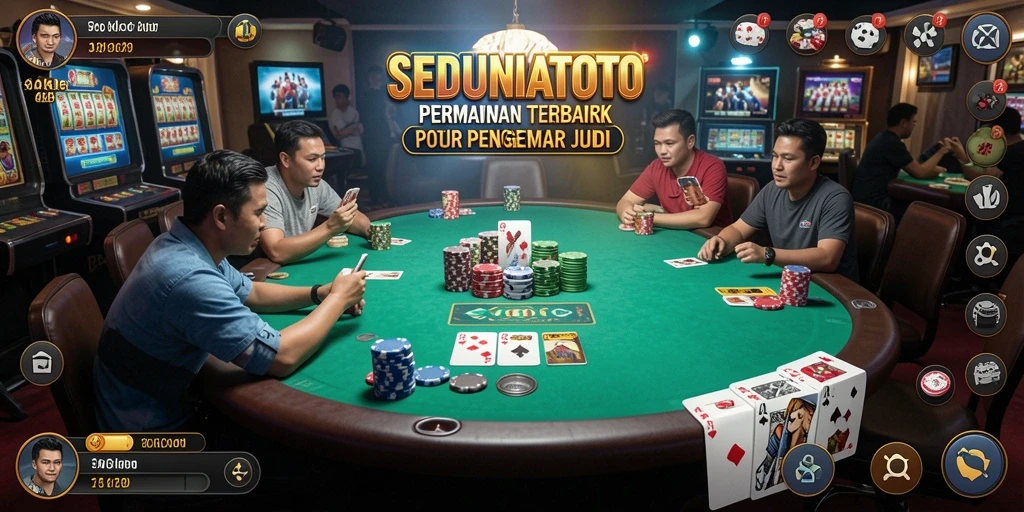 Tampilan gameplay seru dalam permainan Poker SEDUNIATOTO.