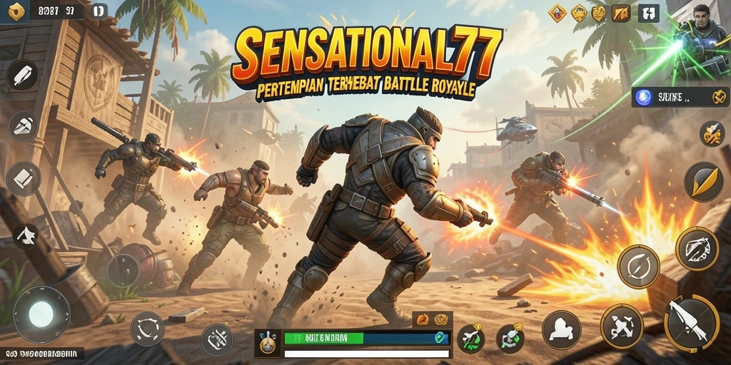 Gameplay seru SENSATIONAL77 dalam pertarungan Battle Royale.