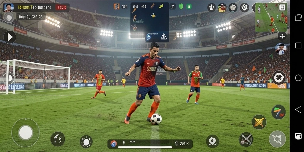 Tampilan gameplay V21 yang intens dan menarik di lapangan sepak bola.