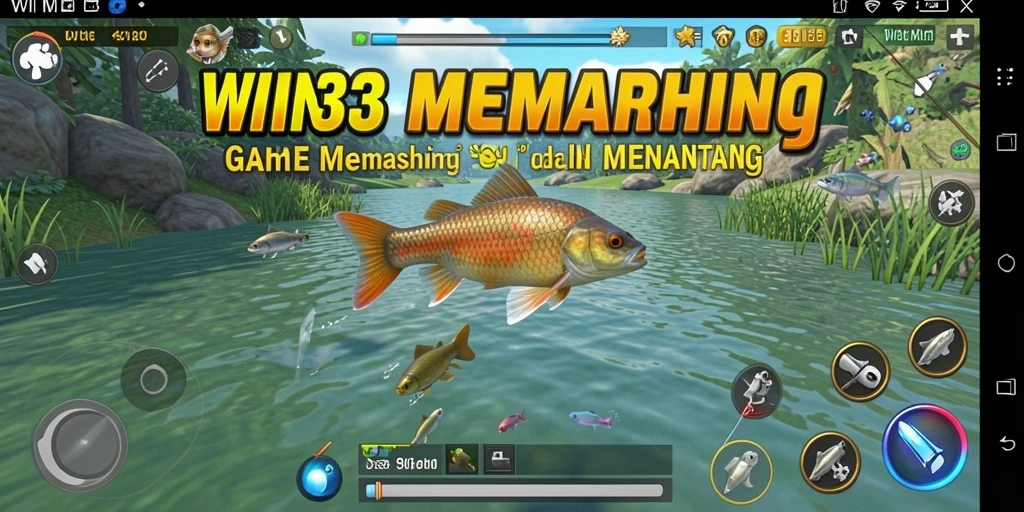 Tampilan gameplay WIN33 menunjukkan momen memancing yang mendebarkan dan indah.