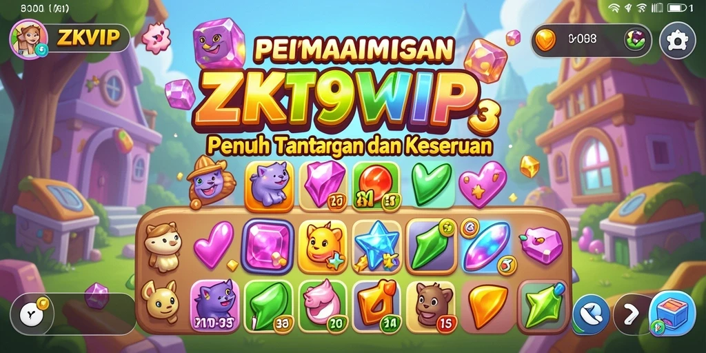 Tampilan gameplay ZK9VIP dengan grafis menarik dan tantangan Match-3.